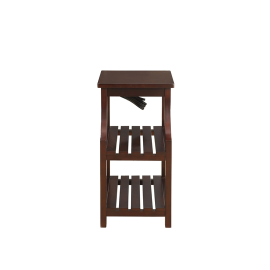 Espresso Wooden USB Port Storage End Table - 13" W x 20" D x 24" H