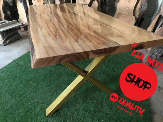 Ready To Ship Dining Wood Table, Wooden Kitchen Table, Live Edge Meeting Table, Office Elawoodshop