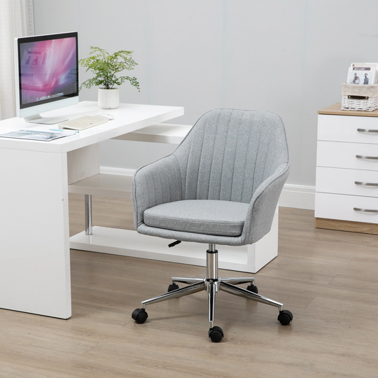 Vinsetto Office Computer Chair Mid-Back Task Chair with Tub Shape Design, Lined Pattern Back and Swivel Wheels for Living Room
