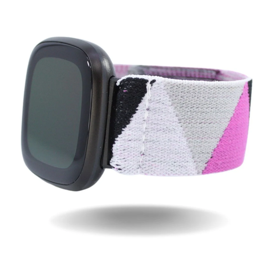 Elastic Fitbit Sense/Versa 3 Watch Band - Fits & Purple Pink Pastel Grey Black Chevron Boho Chic Triangles