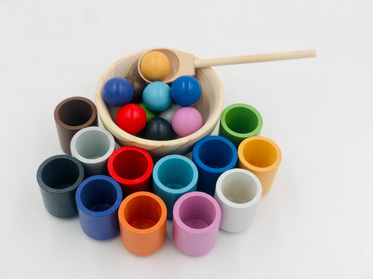Montessori Balls in Cups Toy, Color Sorting & Counting, Preschool Learning Education