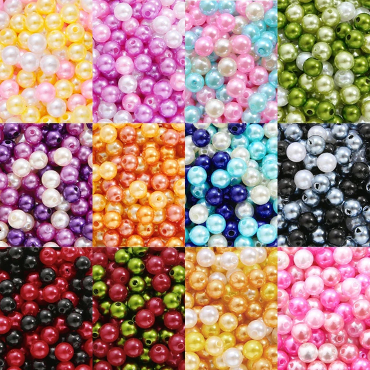 Mix Color Faux Pearls 8mm in 12 Different Mixes - 100 Pieces Per Order Assorted Imitation Pearl Beads Colorful Round