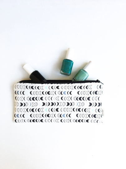 Ready To Ship Moon Phase Zipper Pouch, Pencil Lunar Cycle, Gift For Women