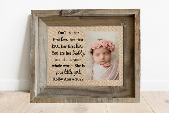 First Fathers Day Gift From Baby Girl Picture Frame 1st Daughter With Name