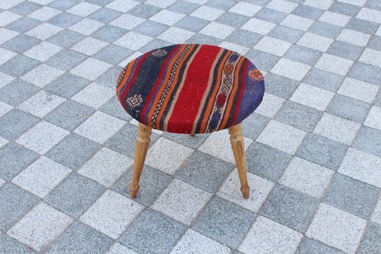 Handmade Ottoman Footstool Coffee Table Beech Wood Rustic Farmhouse Solid Modern Antique