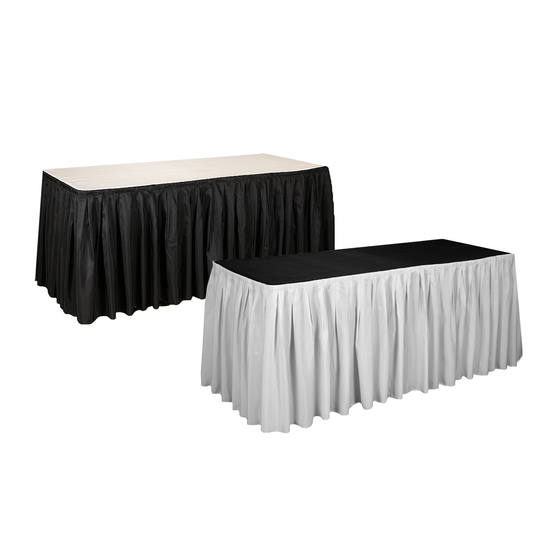 Polyester Pleated Full Length Table Skirt, 17-Feet X 29-Inch