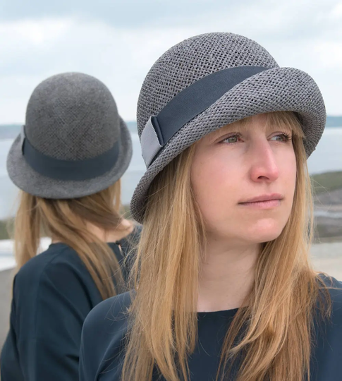 Women Summer Straw Hat, Elegant, Stylish, Exclusive, Gray, Millinery, Handmade, Romantic Twenties, Handcrafted, Wedding, Aimée