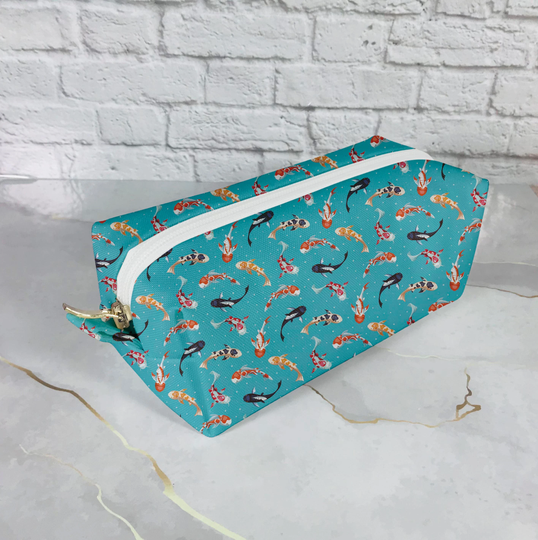 Japanesse Koi Fish Makeup Bag Cosmetic Bag Japanese Travel Pouch Zipper Case Pencil Accessory Pouch