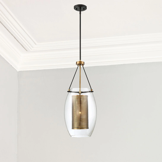 Owl House One Light Pendant Dunbar Warm Brass w/ Bronze - Exact Size