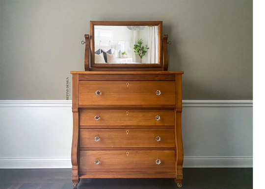 Sold 1800's Farmhouse Empire Qdresser With Mirror, Antique Sideboard, Entryway Console