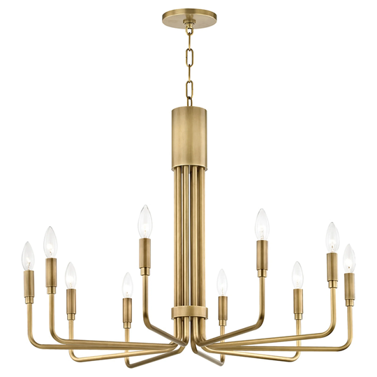 Mitzi by Hudson Valley Brigitte 10-light Aged Brass Pendant