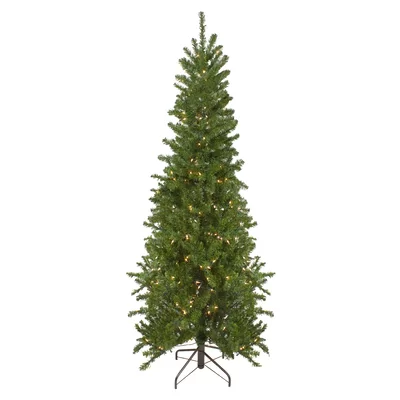Pre-Lit Canadian Pine Artificial Pencil Christmas Tree - Clear Lights
