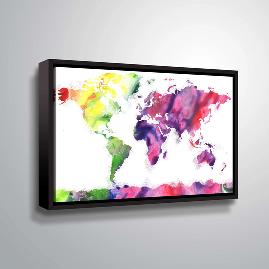Color of the World map by Irina Sztukowski Gallery Wrapped Floater-framed Canvas