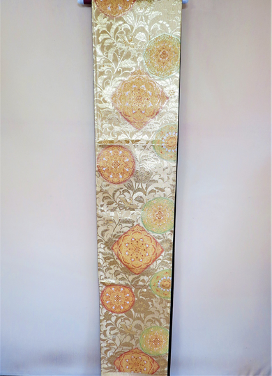 Obi Table Runner, Silk Obi, Art Runner, Vintage Japanese Unused, Gold, Birds, Bed, Wall Hanging, Zen, Unworn, Kimono Belt, Gift For Her
