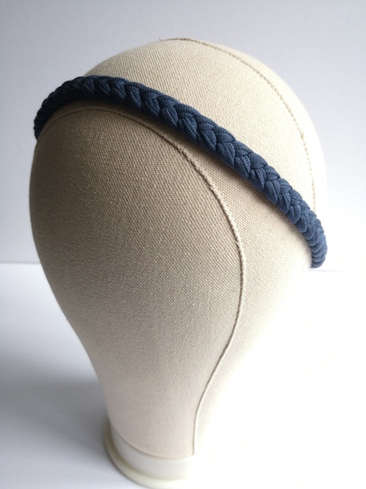 Braided Headbands For Women in Slate Blue Yoga Workout Or Beach Festival, Handmade From Soft, Stretchy Material A Comfortable Fit