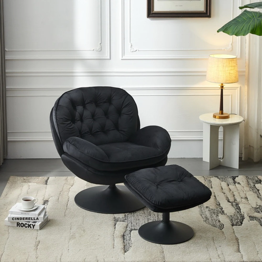 Swivel Leisure chair lounge chair velvet black color - 31.5" (W) * 33.46" (D) * 32.28" (H)