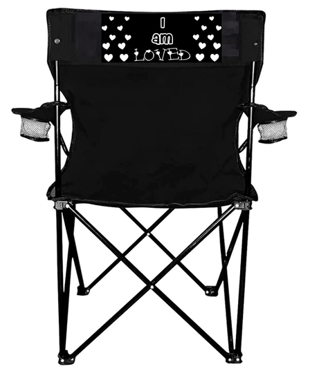 I Am Loved - Black Folding Camping Chair, Outdoor Chair With Carrying Bag
