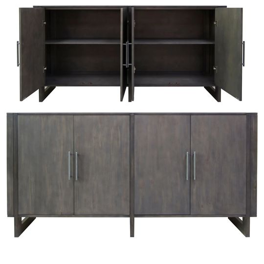 Hawthorne Estate 4 Door Sideboard with Grey Wash Finish - 72"W x 16"D x 36"H