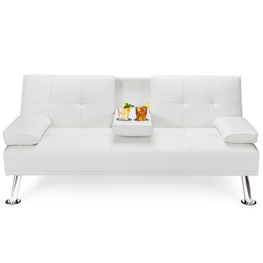 Leather Sofa Bed Convertible Folding Couch with Removable Armrest