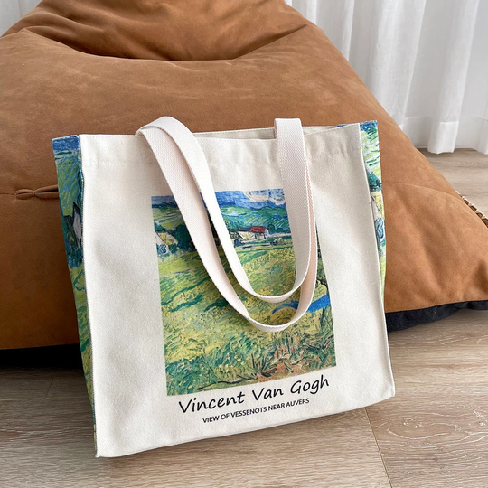 Vincent Van Gogh Canvas Bag|Auvers Landscape Aesthetic Tote Bag|Canvas Bag|Women's Bag|Librarian Aesthetic|Art Bag