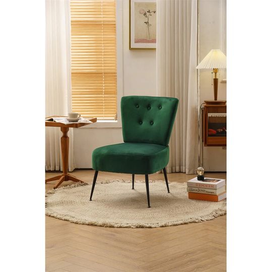 Tufted Back Teddy Fabric Farmhouse Slipper Chair Accent Chair - 25.78"x22.44"x29.33
