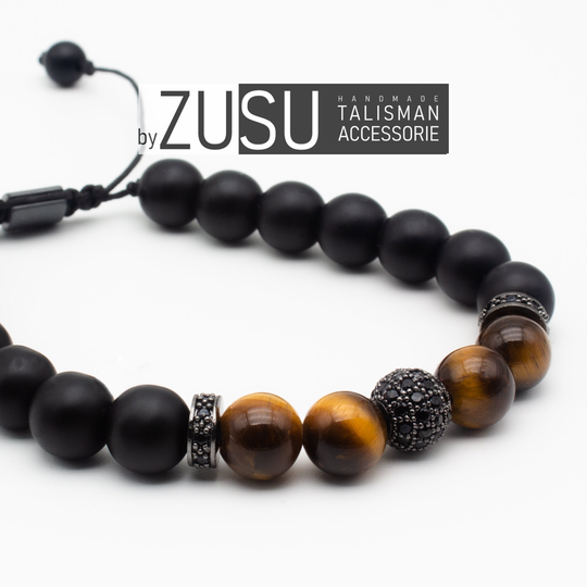 Tigers Eye Mens Bracelet With Black Onyx, Natural Gemstone, Gift Naturel Stone Bracelet, Healing, Protection, For Him