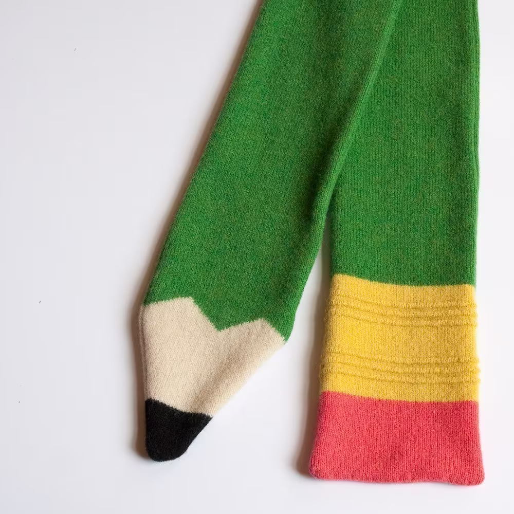 Lambswool Green Pencil Scarf - Made To Order