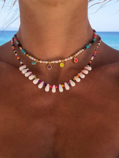 Beach Necklaces, Colorful Beaded Summer Layers, Layering Adjustable Gift For Her, Made in Greece