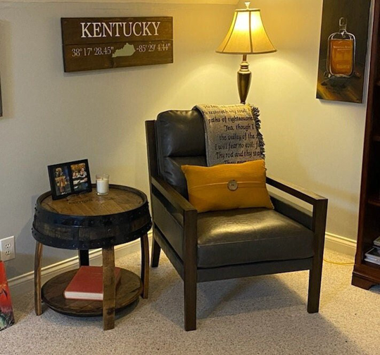 Bourbon Barrel Side Table, Bourbon End Whiskey Furniture