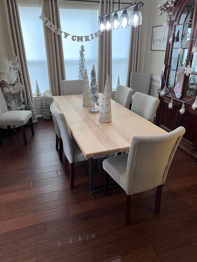Modern Table | Metal Leg Large Industrial Solid Oak Maple Walnut Ash Cherry