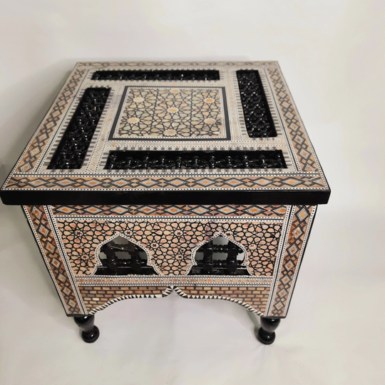 Handmade Furniture . Coffee Side Table With Exquisite Mother Of Pearl Inlay/Mosaic Entryway Table, Moroccan Furniture
