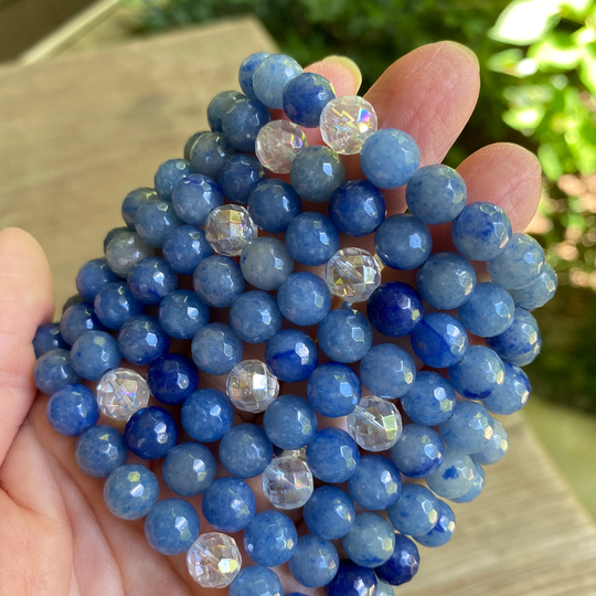 Blue Aventurine & Angel Aura Quartz Grounding Bracelet Ws9158