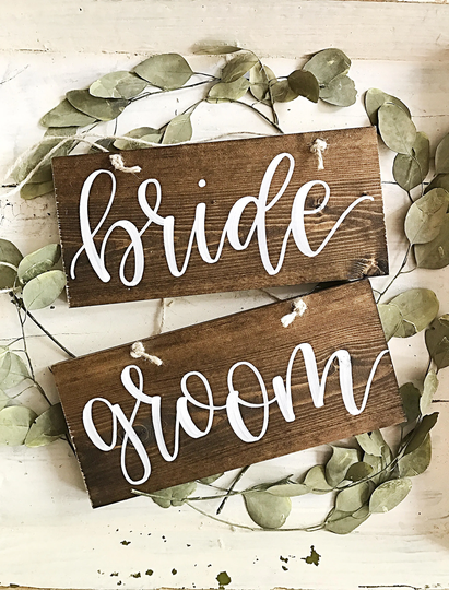 Wedding Chair Signs, Bride & Groom Wood Rustic Decor, Sign, Mr Mrs Signs