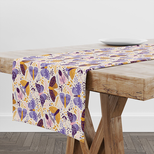 Table Runner Vintage Butterflies Pattern | Unique Design Decor High Quality Textile & Print Made in Eu