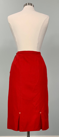 1940S Botany Match Mates By Jane H Will Red Wool Western Pencil Skirt With Embroidered Arrows - Size 4/6 40S Wiggle 50S