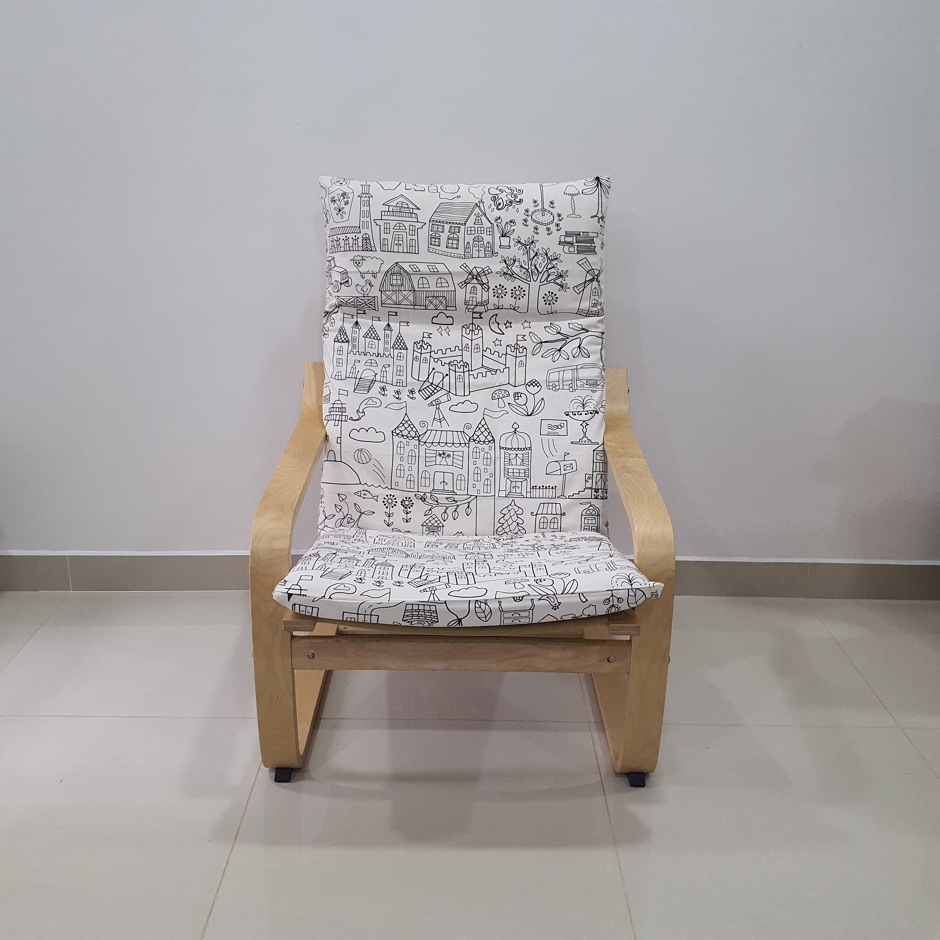 Ikea Poang Chair Cushion Cover - Doodle Castle