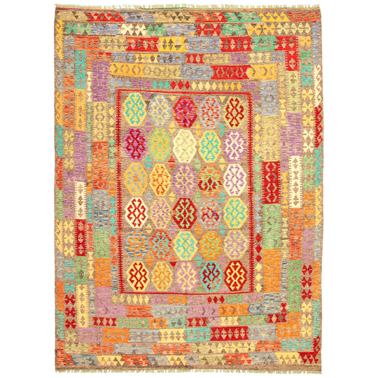 ECARPETGALLERY Flat-weave Bold and Colorful Multi Color Wool Kilim - 8'2 x 11'5