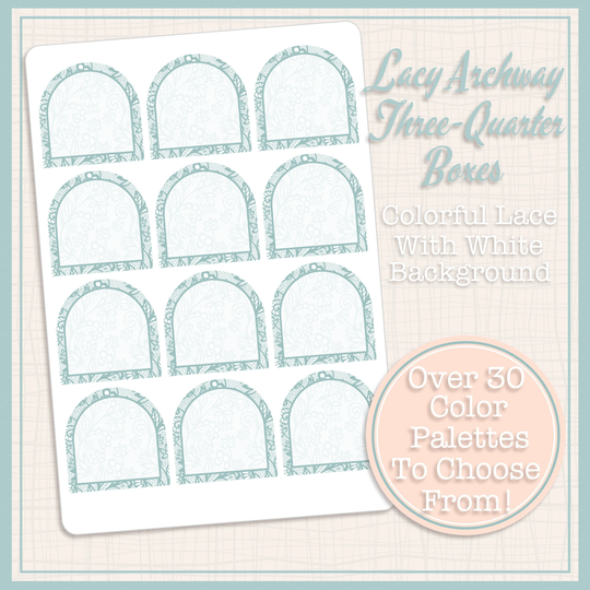 Colorful Lace | Archway Three-Quarter Box Stickers Lacy Frame 12 Total