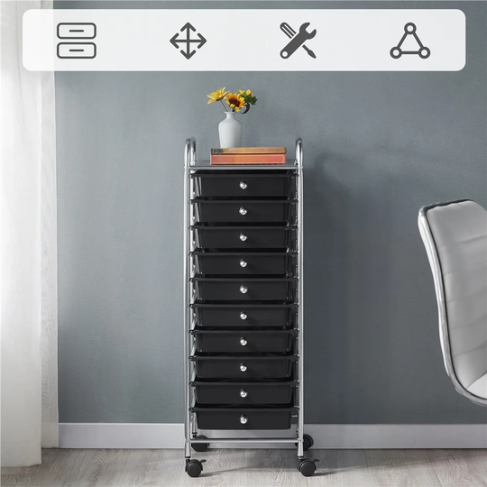 Yaheetech 10-Drawer Rolling Storage Cart Paper Office School Organizer
