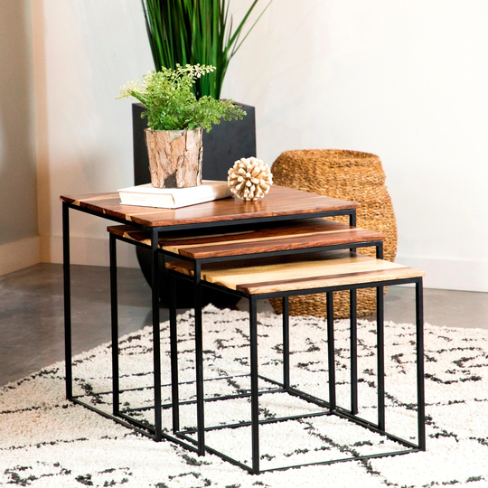 Modern Rustic Design 3-Piece Nesting Table Set