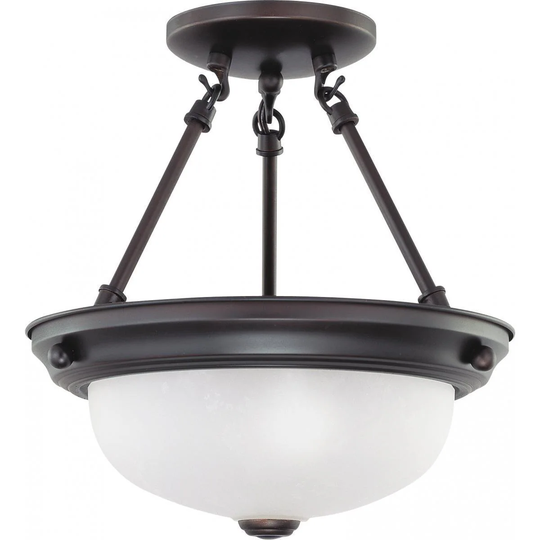 2 Light 11" Semi-Flush with Frosted White Glass