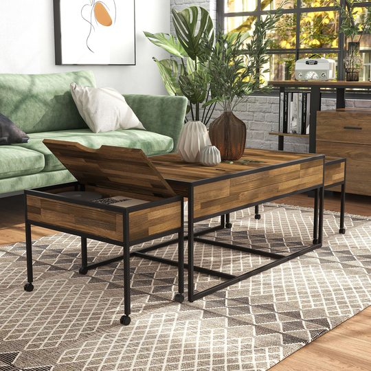 Kavita Brown 3-piece Storage Nesting Table Set by Furniture of America