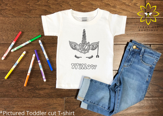 Custom Halloween Unicorn Coloring Shirt, Color Your Own Personalized Tee, T-Shirt, Tee