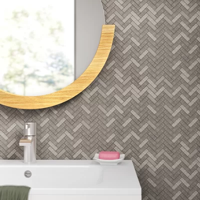 Tektalia 1" x 3" Glass Herringbone / Chevron Mosaic Wall & Floor Tile