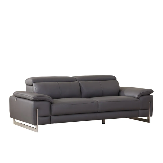 31" Tasteful Dark Grey Leather Sofa - 31" x 87" x 42"