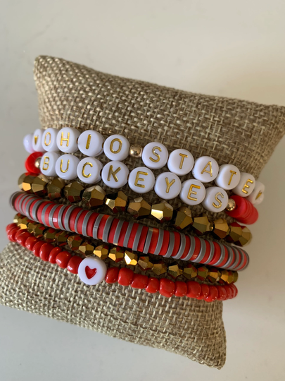 Buckeyes Game Day Heishi Bracelet Stack - Set Of 6
