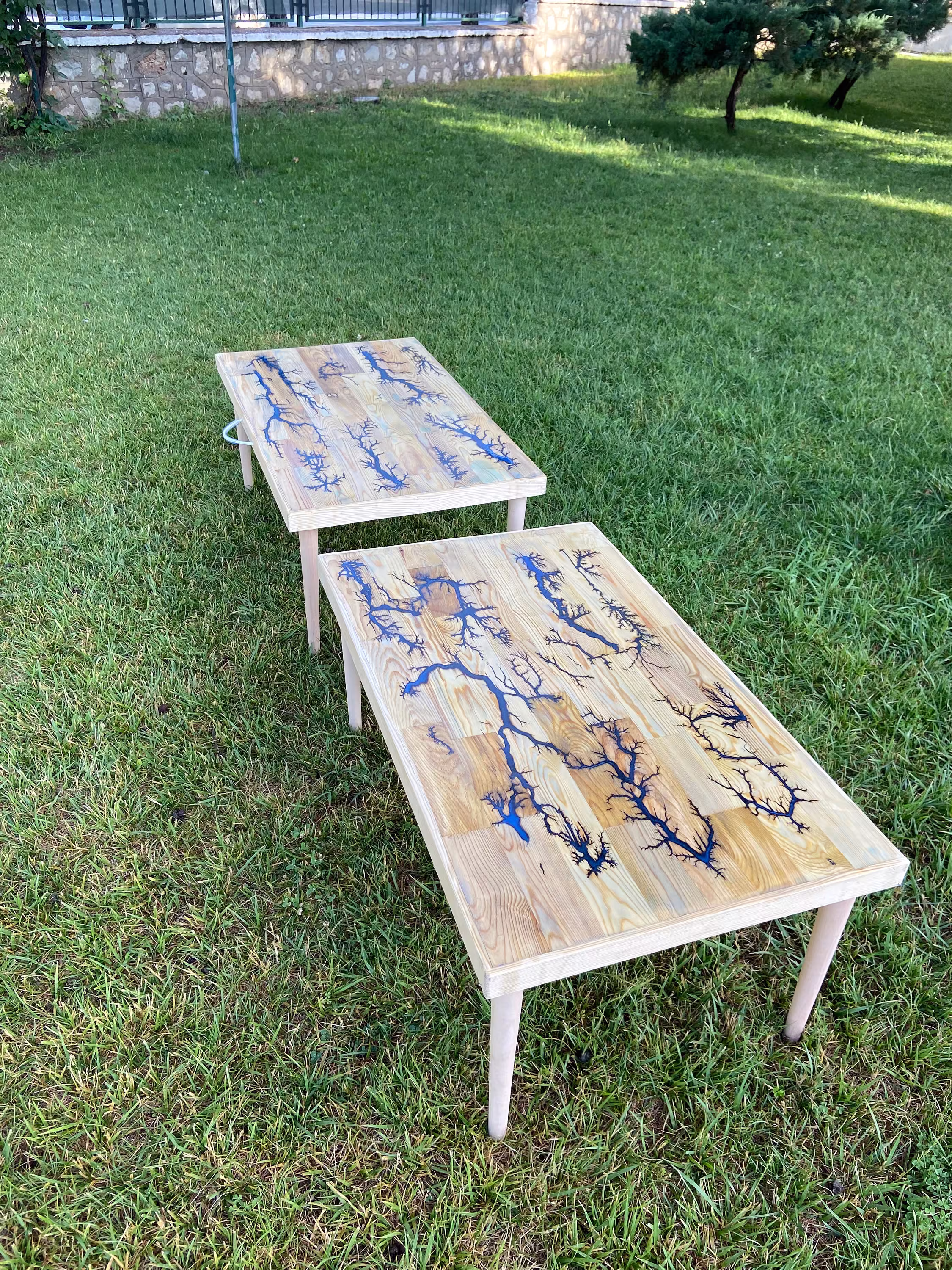 2 Pcs 23-39 Inch Boho Picnic Table, Low Long Wedding Party Coffee Table