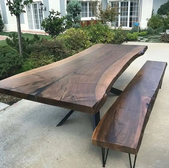 Live Edge Dining Table, Dinning Kitchen Walnut Slab, Solid American Black Walnut, Table Legs
