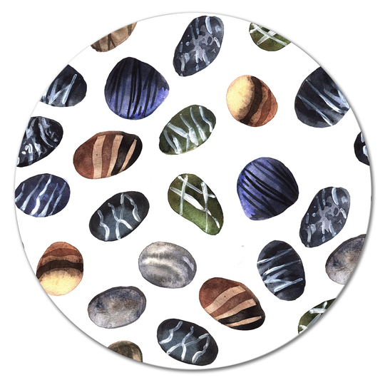 Designart 'Colorful Stones On White I' Modern Metal Circle Wall Art