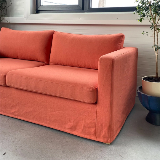 Karlstad 3-Seat Sofa Bed Cover, Handmade Natural Linen Slipcover - Custom Made To Fit Ikea 3 Seater Sleeper Couch